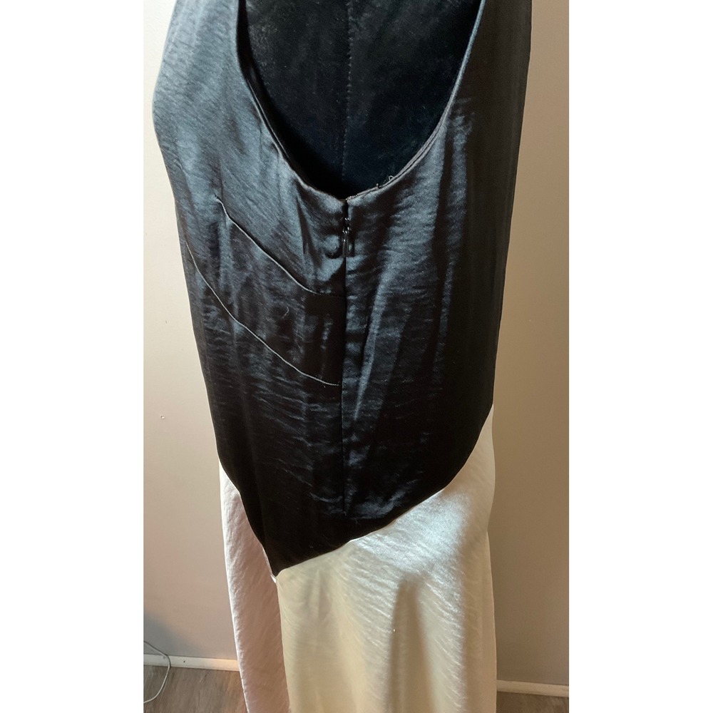 Body on Slip Dress‎ DKNY Colorblock V Neck Satin MIDI  Sz 10 Black Pink Cream - Picture 13 of 13